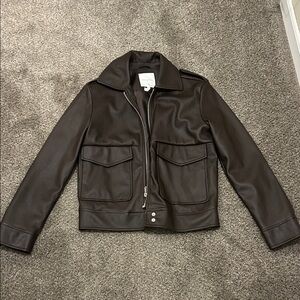 Avec Les Filles Dark Brown faux Leather Jacket